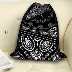 Vintage Print Drawstring Bag Lightweight Backpack