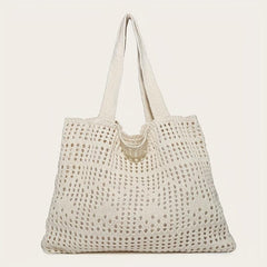 Large Capacity Hollow Braided Tote Bag Lightweight Shoulder Handbag