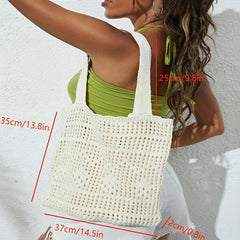 Large Capacity Hollow Braided Tote Bag Lightweight Shoulder Handbag