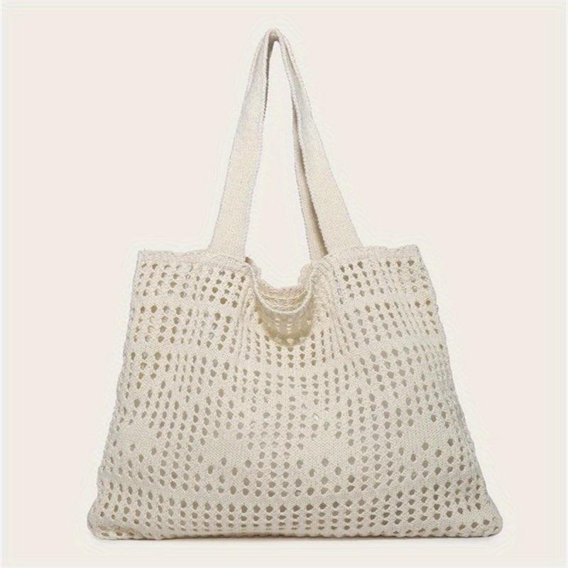Large Capacity Hollow Braided Tote Bag Lightweight Shoulder Handbag