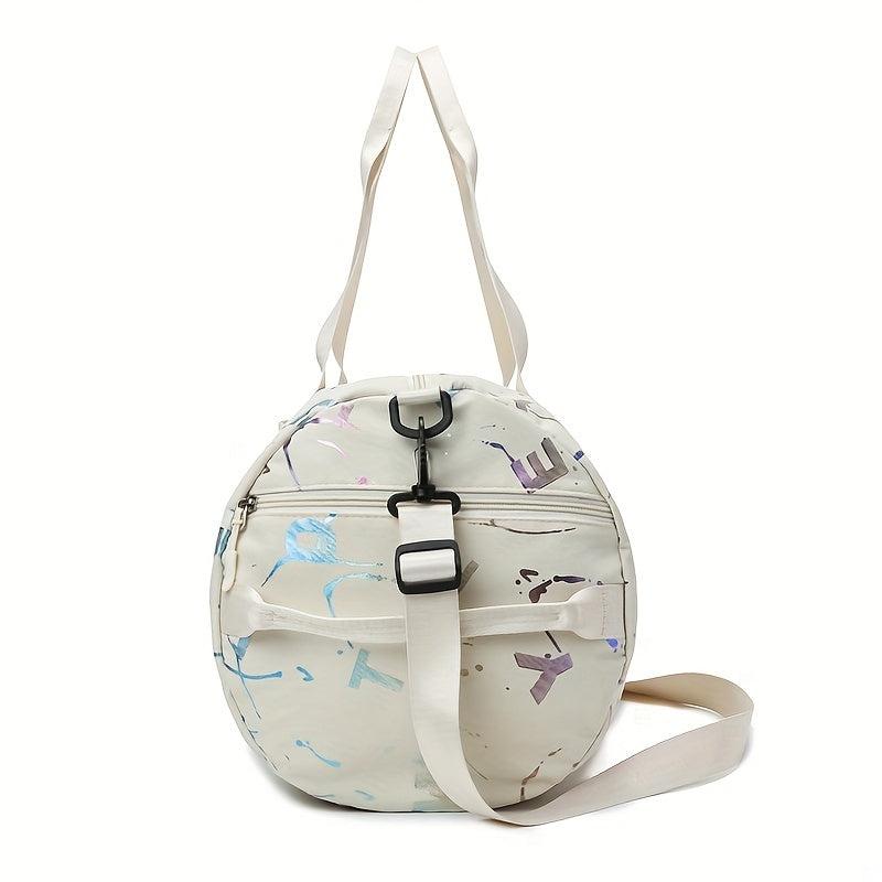 Holographic Letter Print Sports Gym Bag Large Travel Duffle Bag
