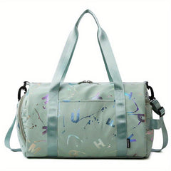 Holographic Letter Print Sports Gym Bag Large Travel Duffle Bag