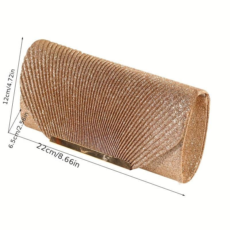 Glitter Shell Pattern Clutch Bag with Metal Chain - Party Crossbody Bag
