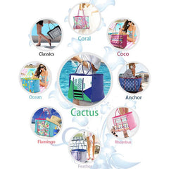 Stylish Beach Print Portable Handbag Large Capacity Snap Button Beach Bag