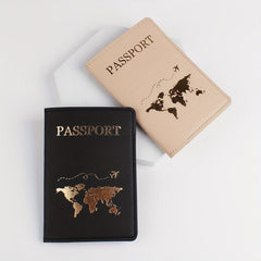 Map Pattern Travel Passport Holder 2pcs Set for Couples