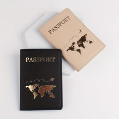 Map Pattern Travel Passport Holder 2pcs Set for Couples