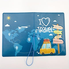 Passport Holder Cartoon Travel Abroad Pass Document Storage Bag