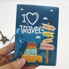 Passport Holder Cartoon Travel Abroad Pass Document Storage Bag