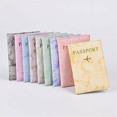 Marble Pattern PU Leather Travel Passport Holder