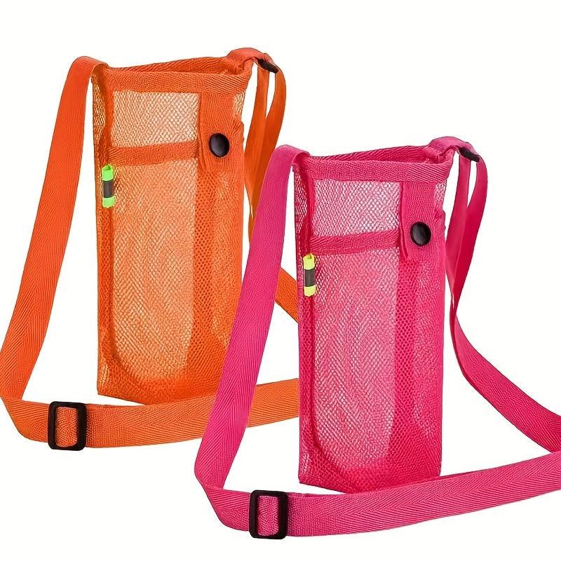 Mesh Water Bottle Holder with Adjustable Strap for Sports Gym Hiking