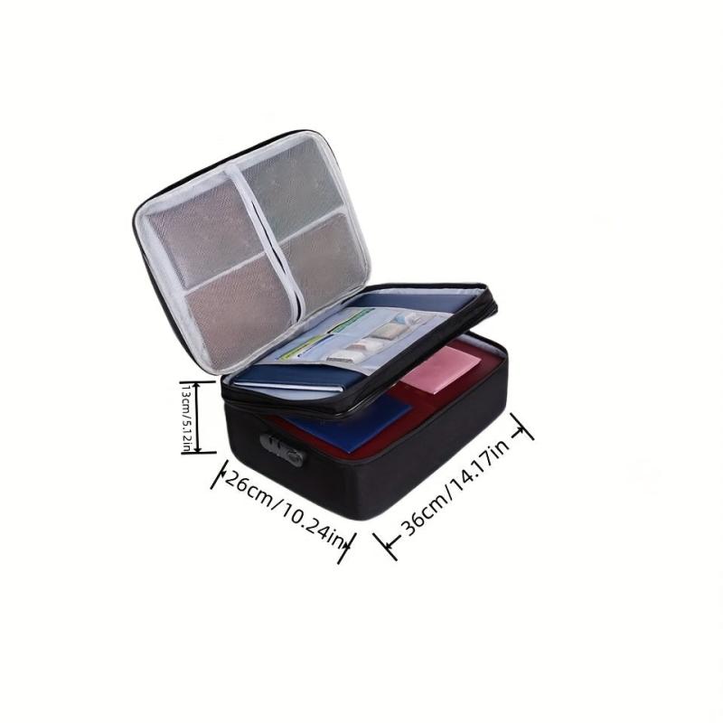 Double Layer Storage Bag With Password Lock Card Money Document Holder Safe Box