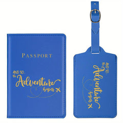 Letter Print Passport Holder And Luggage Tag Set, Travel Accessories