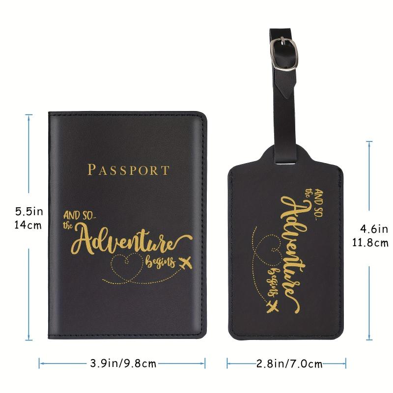 Letter Print Passport Holder And Luggage Tag Set, Travel Accessories