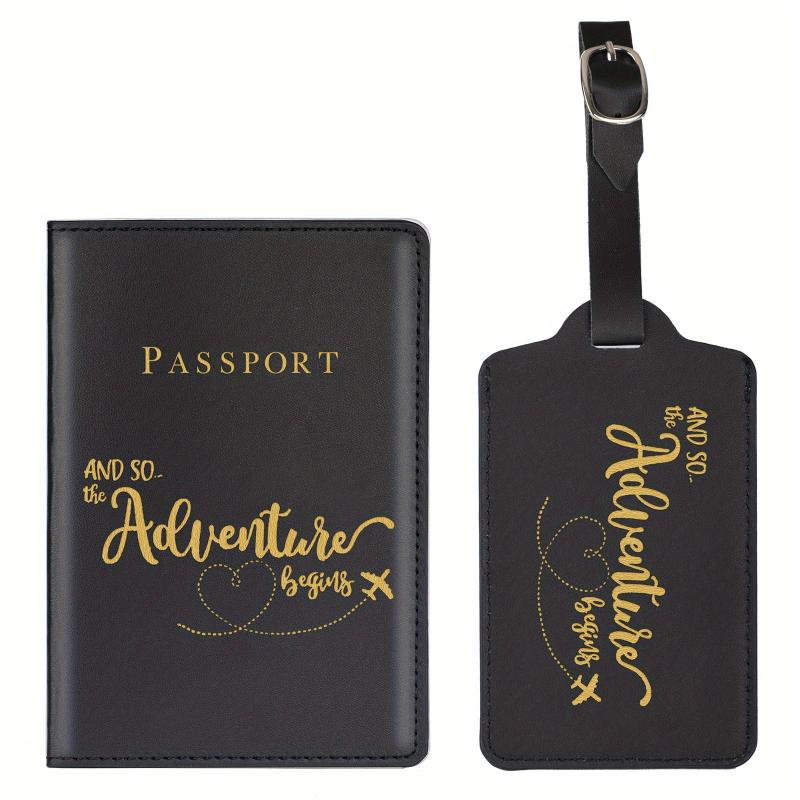 Letter Print Passport Holder And Luggage Tag Set, Travel Accessories