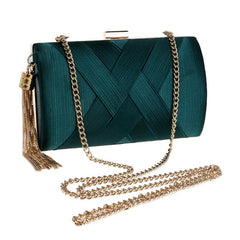 Satin Tassel Evening Bag Chain Handbag