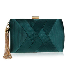 Satin Tassel Evening Bag Chain Handbag