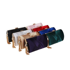 Satin Tassel Evening Bag Chain Handbag
