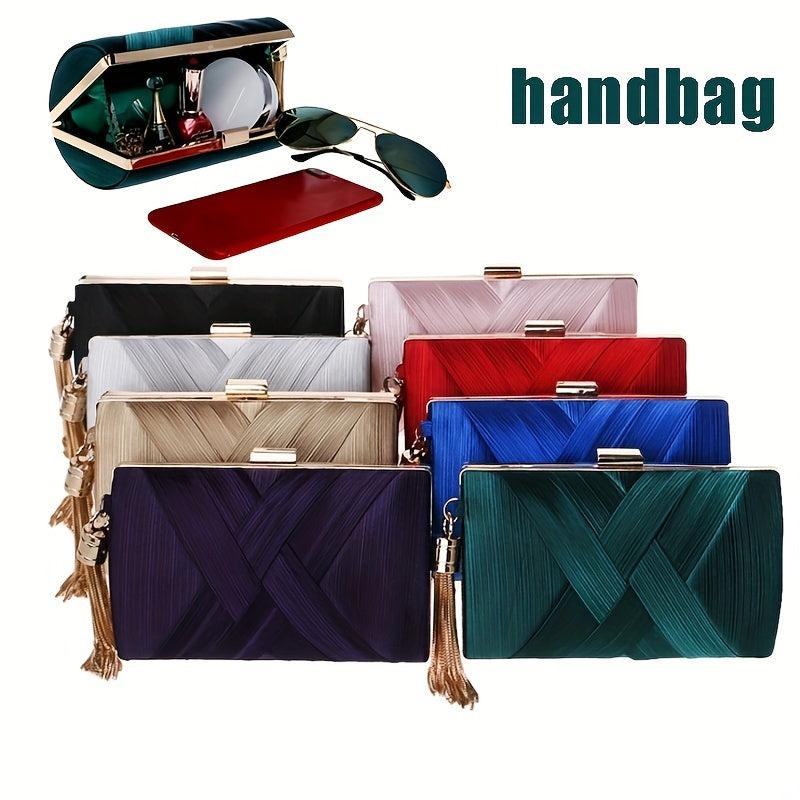 Satin Tassel Evening Bag Chain Handbag