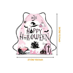 Halloween Drawstring Backpack Ghost Skull Elf Print Bag