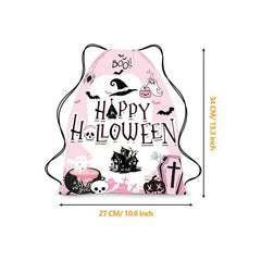 Halloween Drawstring Backpack Ghost Skull Elf Print Bag