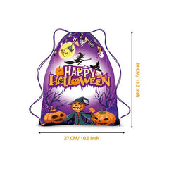 Halloween Drawstring Backpack Ghost Skull Elf Print Bag