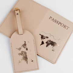 Map Pattern Passport Holder & Luggage Tag Set