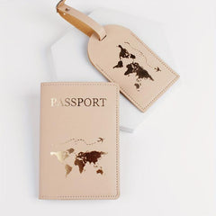 Map Pattern Passport Holder & Luggage Tag Set