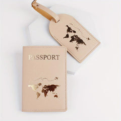 Map Pattern Passport Holder & Luggage Tag Set