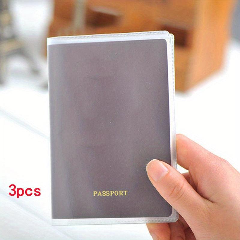 3pcs Thick Transparent Frosted Passport Holder Waterproof Dustproof