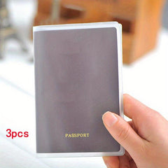 3pcs Thick Transparent Frosted Passport Holder Waterproof Dustproof