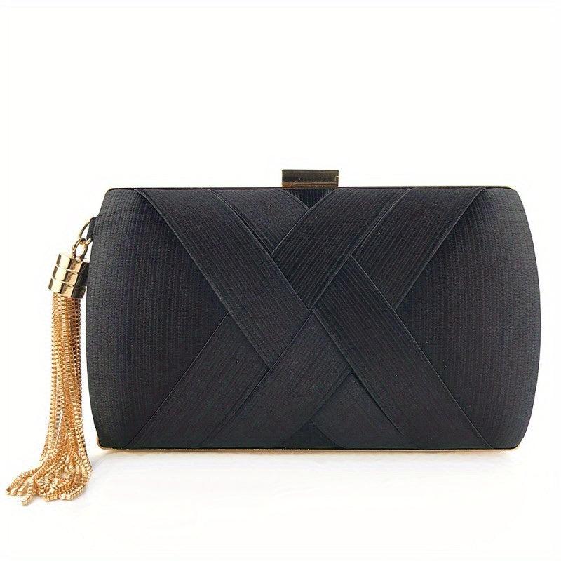 Tassel Decor Evening Clutch Bag Classic Silk Dinner Bag Women's Handbag & Purse