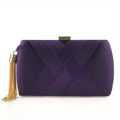 Tassel Decor Evening Clutch Bag Classic Silk Dinner Bag Women's Handbag & Purse