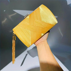 Tassel Decor Evening Clutch Bag Classic Silk Dinner Bag Women's Handbag & Purse