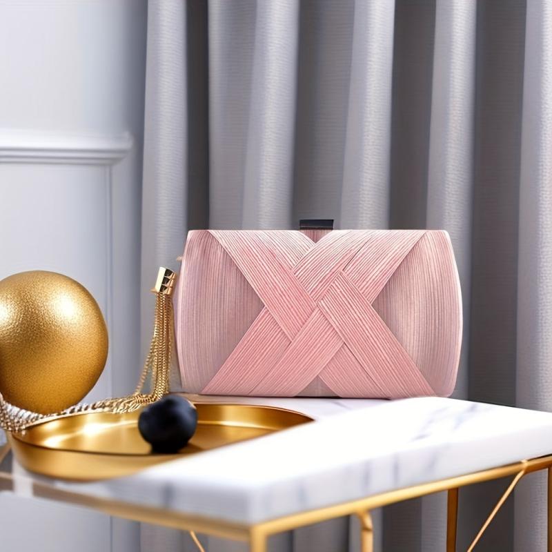 Tassel Decor Evening Clutch Bag Classic Silk Dinner Bag Women's Handbag & Purse
