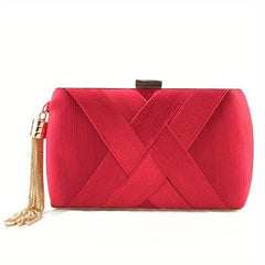 Tassel Decor Evening Clutch Bag Classic Silk Dinner Bag Women's Handbag & Purse