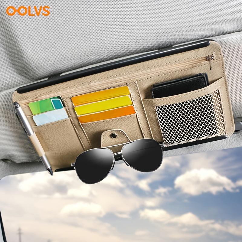 Car Sun Visor Organizer Sunglasses Holder PU Leather