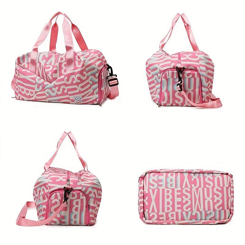 Fashionable Letter Pattern Sports Shoulder Bag Large Capacity Travel Duffle Bag