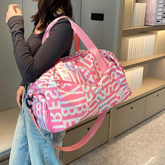 Fashionable Letter Pattern Sports Shoulder Bag Large Capacity Travel Duffle Bag