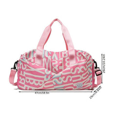 Fashionable Letter Pattern Sports Shoulder Bag Large Capacity Travel Duffle Bag
