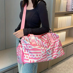 Fashionable Letter Pattern Sports Shoulder Bag Large Capacity Travel Duffle Bag