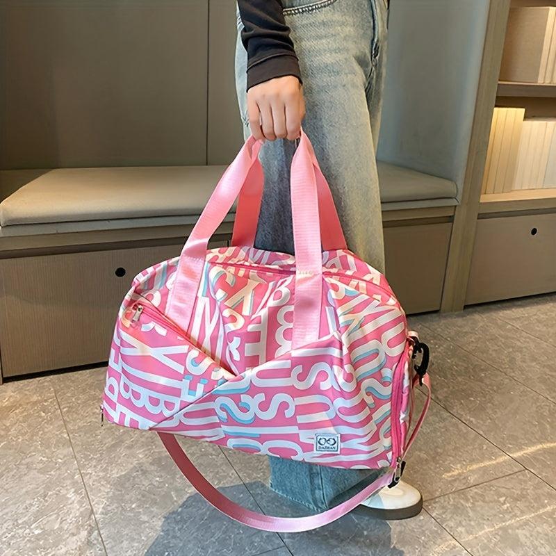 Fashionable Letter Pattern Sports Shoulder Bag Large Capacity Travel Duffle Bag