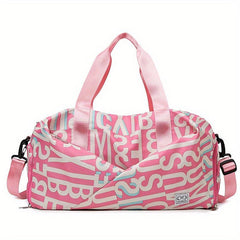 Fashionable Letter Pattern Sports Shoulder Bag Large Capacity Travel Duffle Bag
