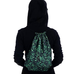 Leaves Print Drawstring Backpack Lightweight Versatile Sports Bag