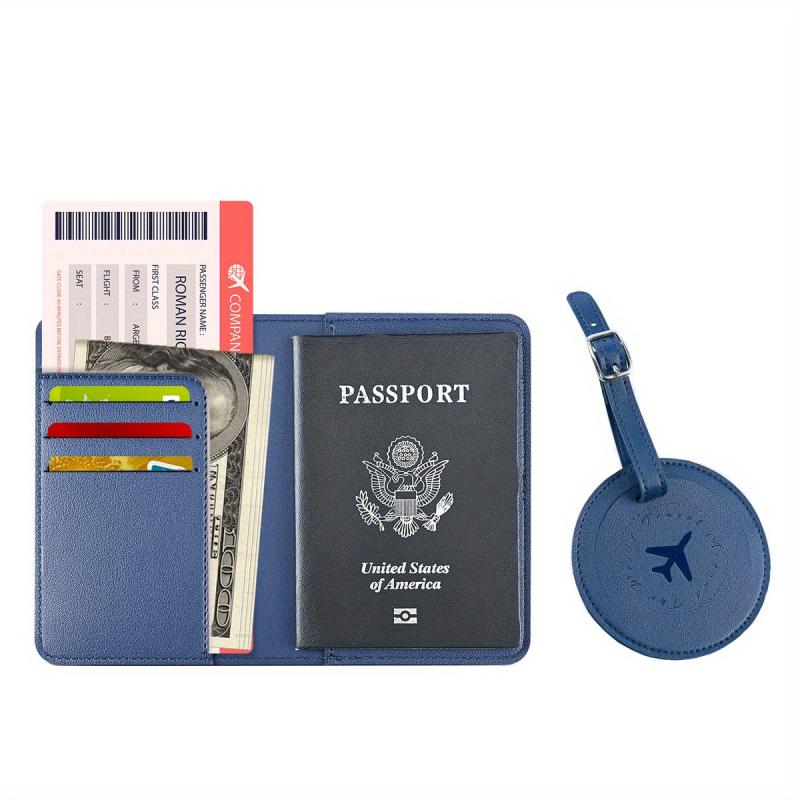 Leather Passport Holder & Luggage Tag Set for Family Travel