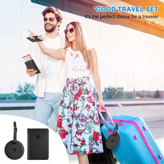 Leather Passport Holder & Luggage Tag Set for Family Travel