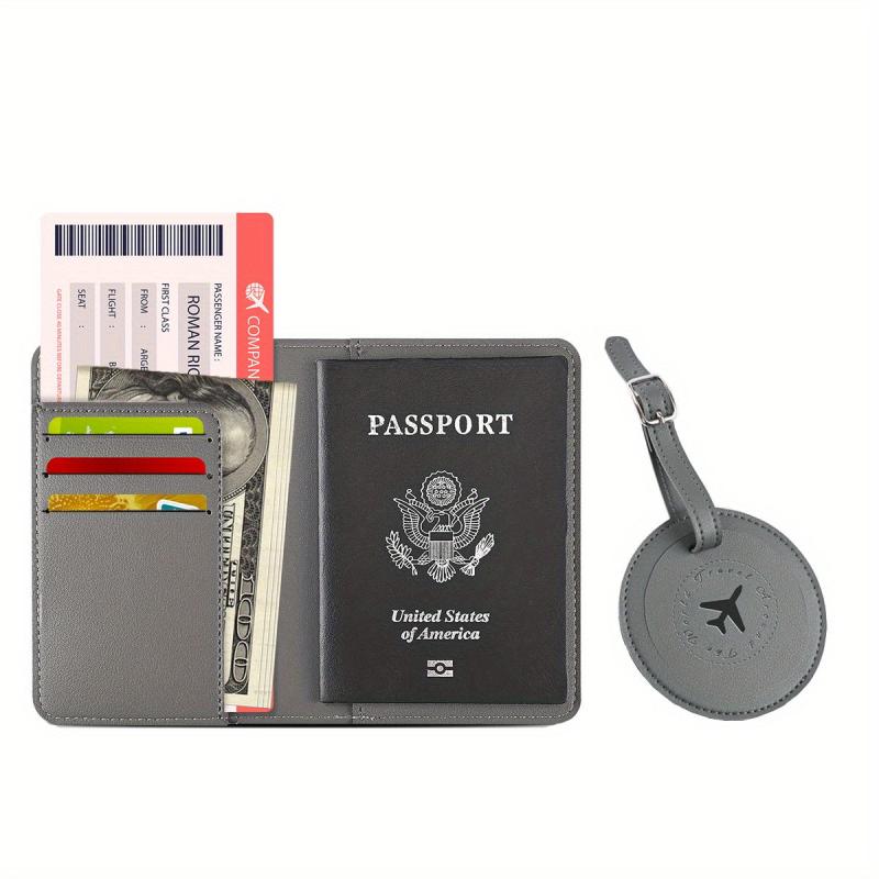 Leather Passport Holder & Luggage Tag Set for Family Travel