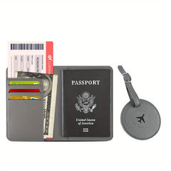 Leather Passport Holder & Luggage Tag Set for Family Travel