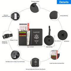Leather Passport Holder & Luggage Tag Set for Family Travel