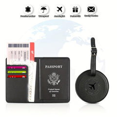Leather Passport Holder & Luggage Tag Set for Family Travel