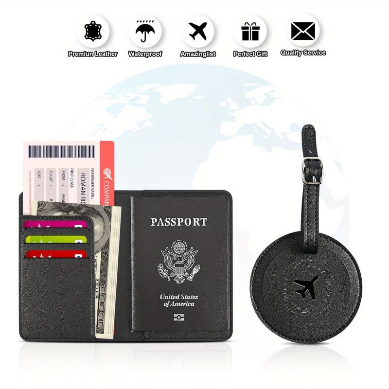 Leather Passport Holder & Luggage Tag Set for Family Travel
